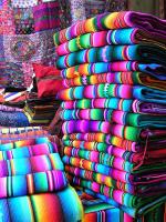 Colourful textiles for sale at the market