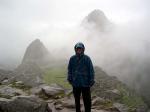 Sue even enjoys the rain at Machu Picchu